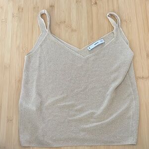 Mango Gold Knit V-Neck Tank Top